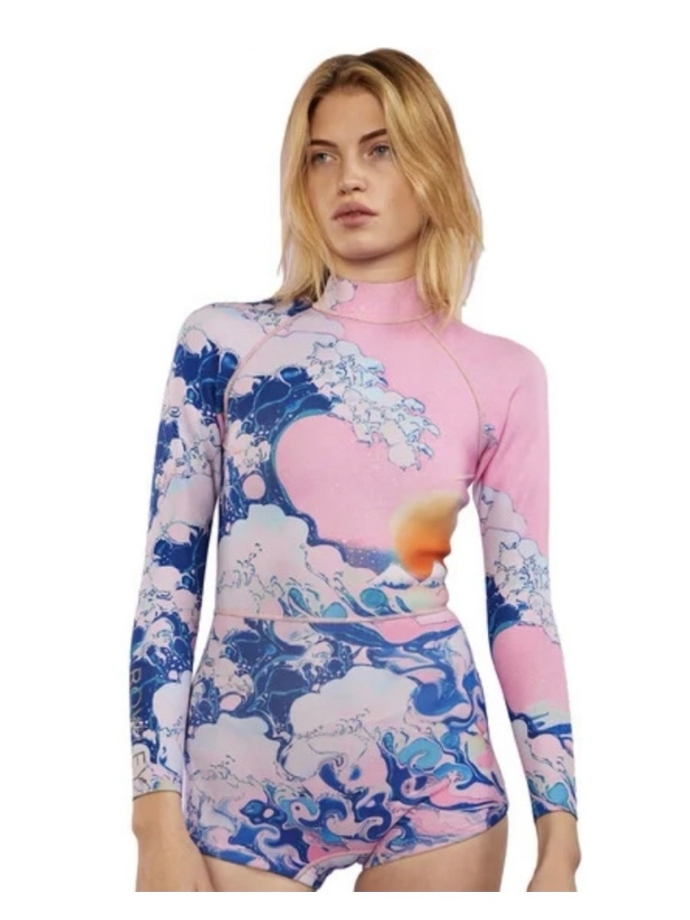 Cynthia rowley Pink sunset Japanese style wave-print wetsuit